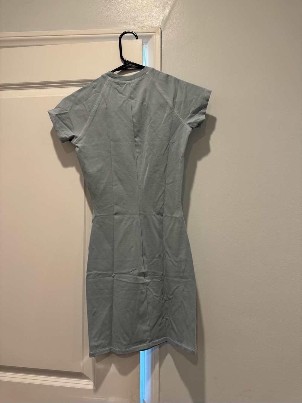 SKIMS Short Sleeve Fitted T-Shirt Dress in Light Sage - Picture 5 of 5